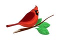 Illustration of a cute red cardinal sitting on a branch. Royalty Free Stock Photo